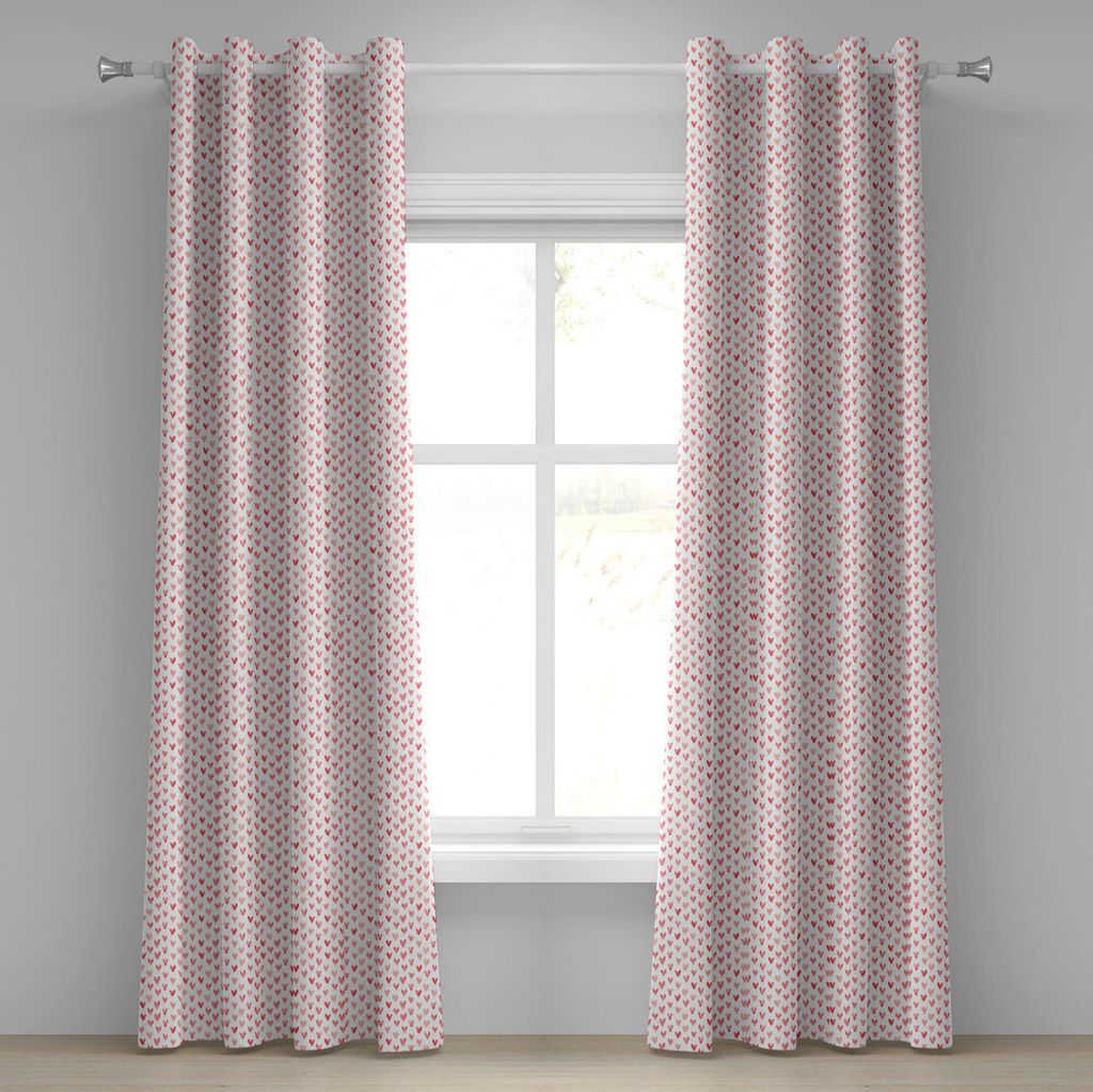 ABAKUHAUS Liebe Ösenvorhang, Herz Retro Gemalte Dekorative Liebe Formt Einfach Minimalistic Design Grafik, Dekorative 2-Panel-Fenstervorhänge, 28...