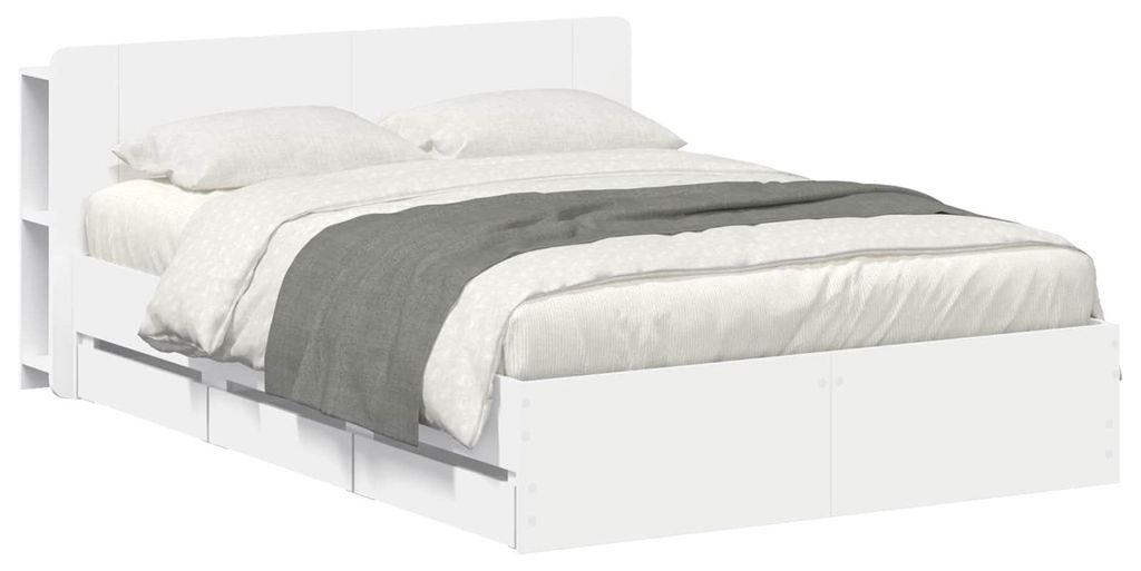 vidaXL Bettgestell mit Stauraum Weiß 150 x 200 cm Holzwerkstoff