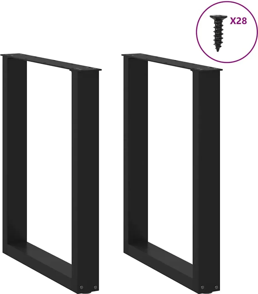 vidaXL Gambe Tavolo a U 2 pz Acciaio Nero 70x72-73 cm | Stile Industrial - 2