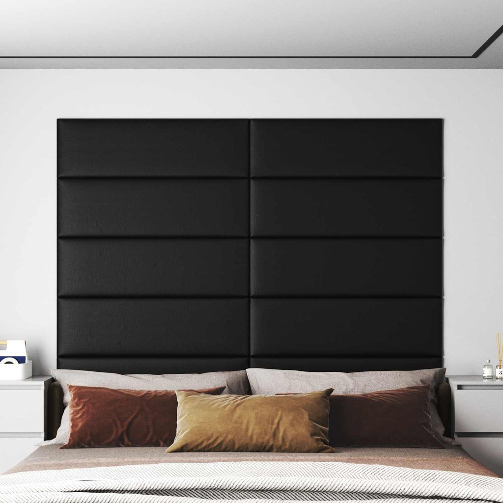 Wandkopfteilen 12 pcs Schwarz 90 x 30 cm Stoff
