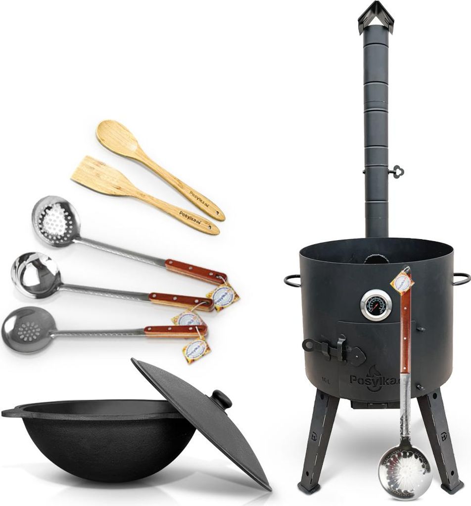 Utschak Uchag Feuerofen Ø 44 cm 2 mm Stahl mit Usbekische Kazan 16 L Казан Учаг Posylka Posylka (31623) GewerblichAngemeldet als gewerbli...