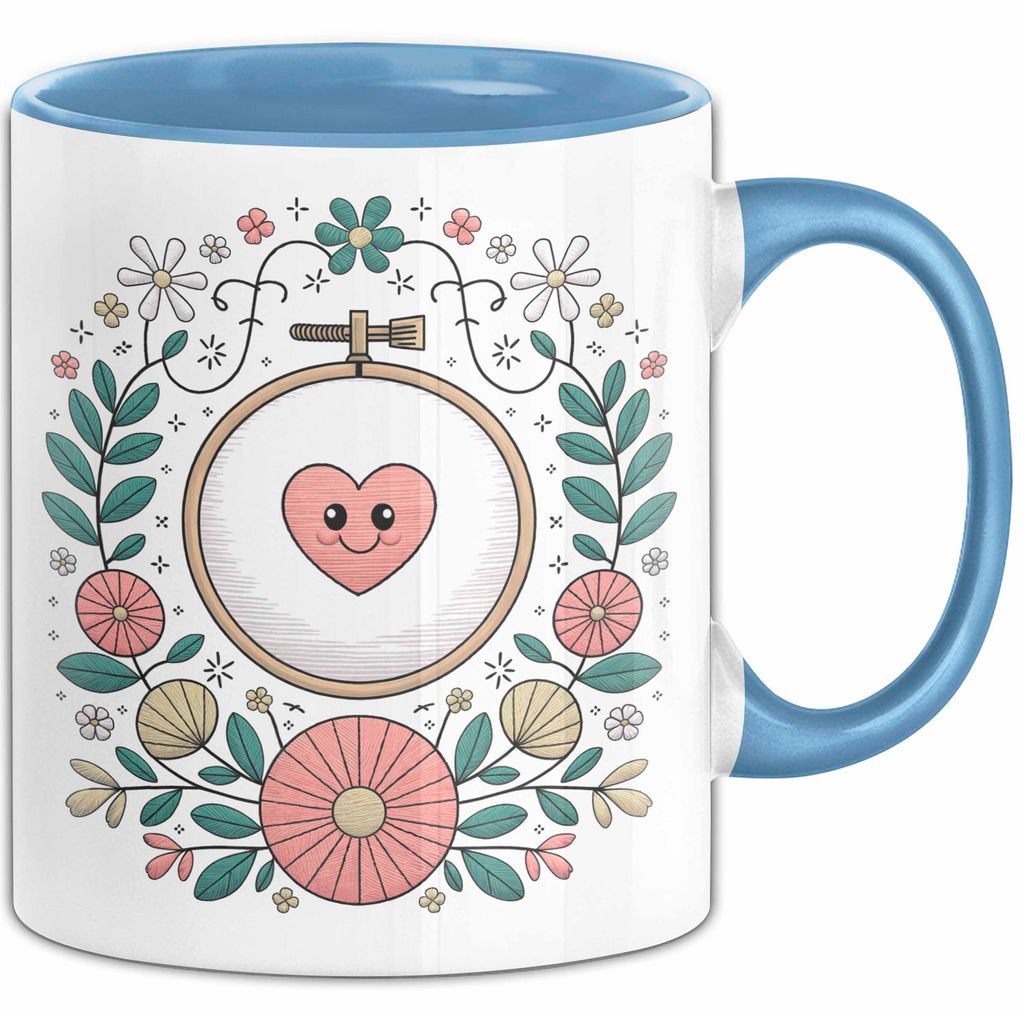 Stickerei Liebhaber Tasse Geschenk Lustige Geschenkidee Spruch Für Stich Künstler (Blau)