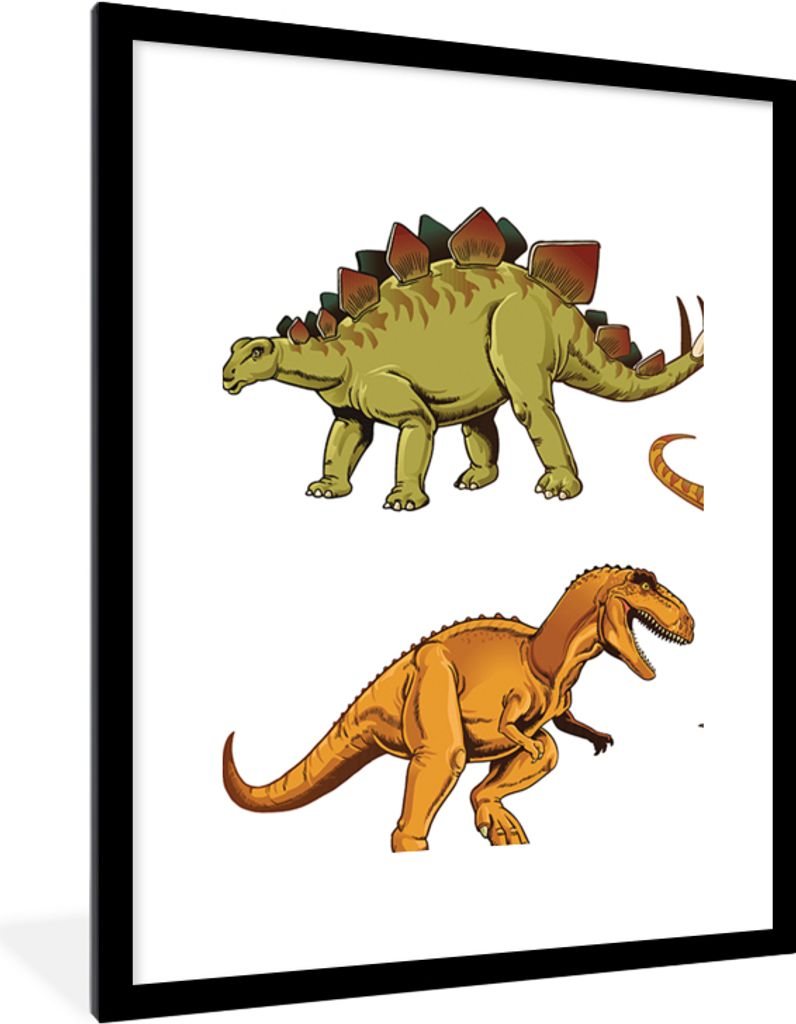 MuchoWow Gerahmtes Poster Dinosaurier - Zeichnung - Jungen - Kinder 60x80 cm - Poster mit Schwarzem Bilderrahmen Wandposter Rahmen Foto Bilder - ...