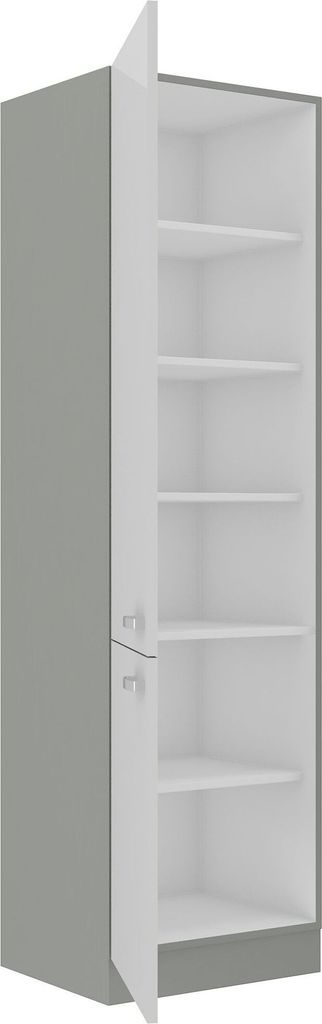 60 cm Küche Bianca Weiß Hochglanz + Grau Küchenzeile Produktbild 2