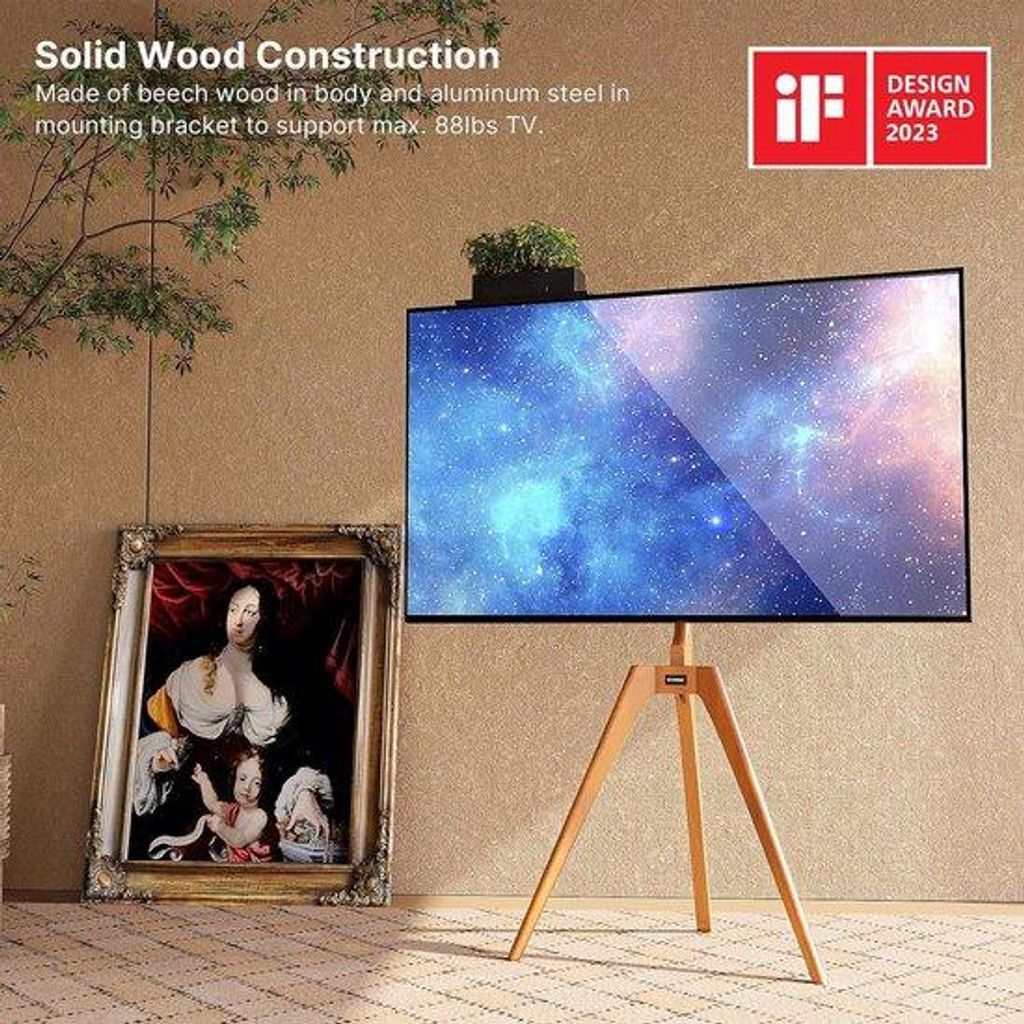 Supporti TV di alta qualità con base a secchiello in legno, Immagine del prodotto 
