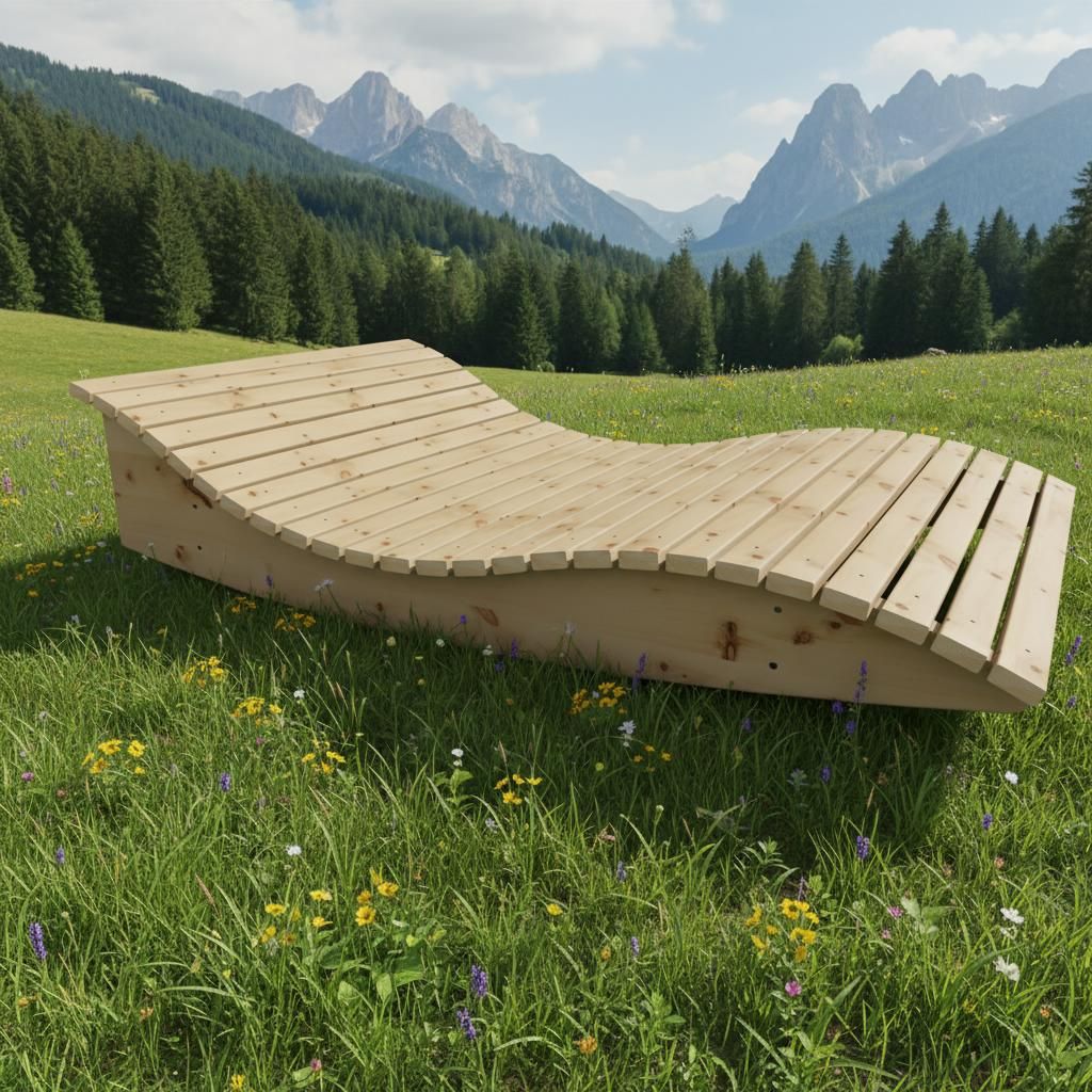 Holzliege Wellenliege Gartenliege Himmelssofa "Pool-Moni" (Zirbe) 120cm