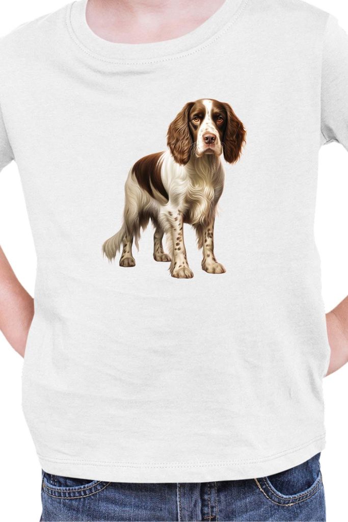 Kinder T-Shirt Dogs Breeds English Springer Spaniel Dog Breed 005, 9-11 Jahr - 140 / Weiß