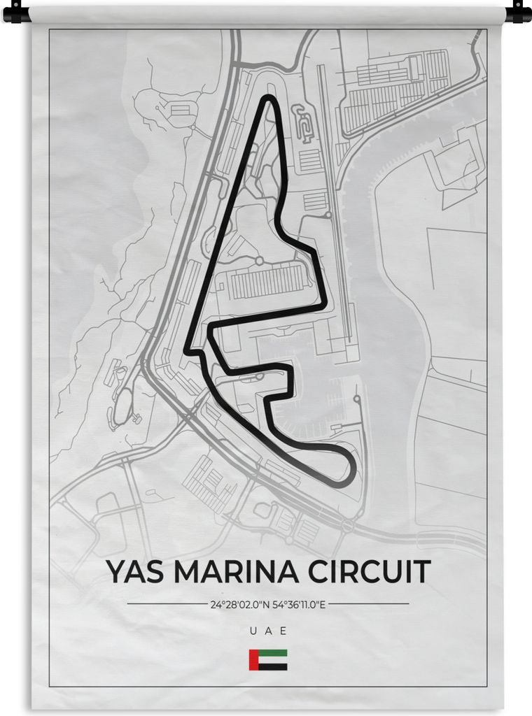 MuchoWow Wandteppich Wandbehang Rennstrecke - Yas Marina Circuit - Rennstrecke - F1 - Abu Dhabi - Weiß 60x90 cm Tapisserie Dekoration Wandtuch -...