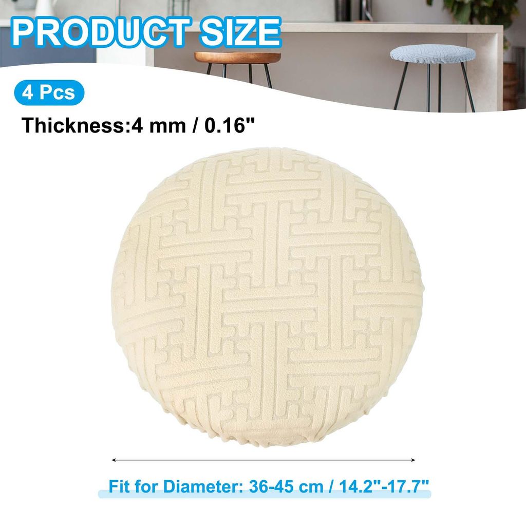 Kissenbezug Rund Hocker Bezug, Durchmesser 36-45cm, 4 Stš¹ck Elastische Barhocker Sitz Ersatz Waschbar Stuhlkissen Rund Schonbezug Dehnbar Sitzbe...