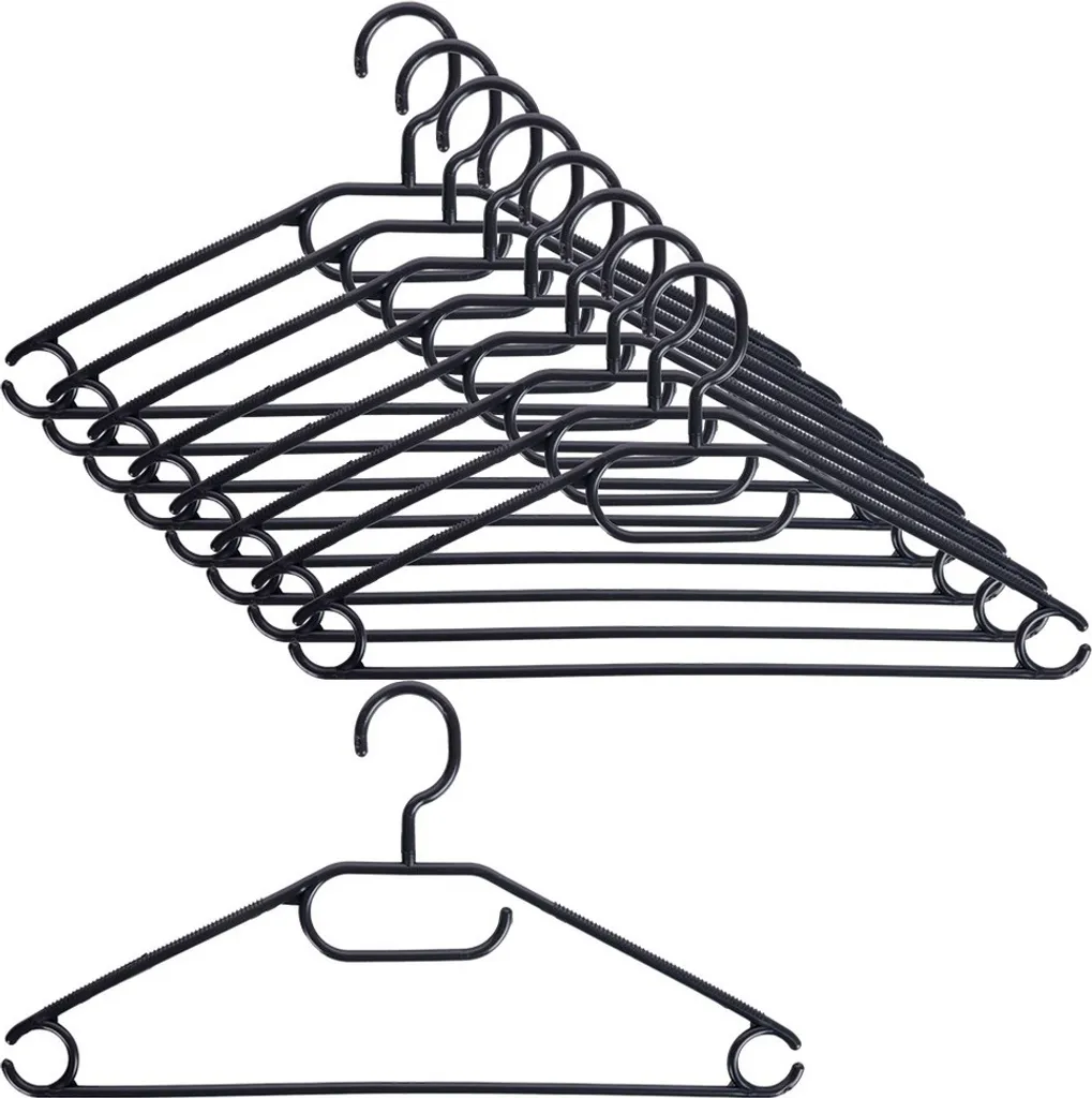 Solution de rangement pour armoire : 10 cintres noirs à 4 compartiments