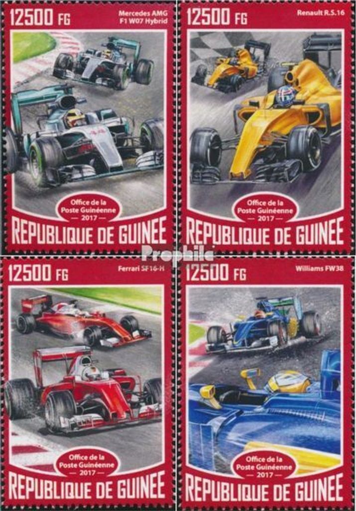 Briefmarken Guinea 2017 Mi 12491-12494 (kompl. Ausgabe) postfrisch Formel 1