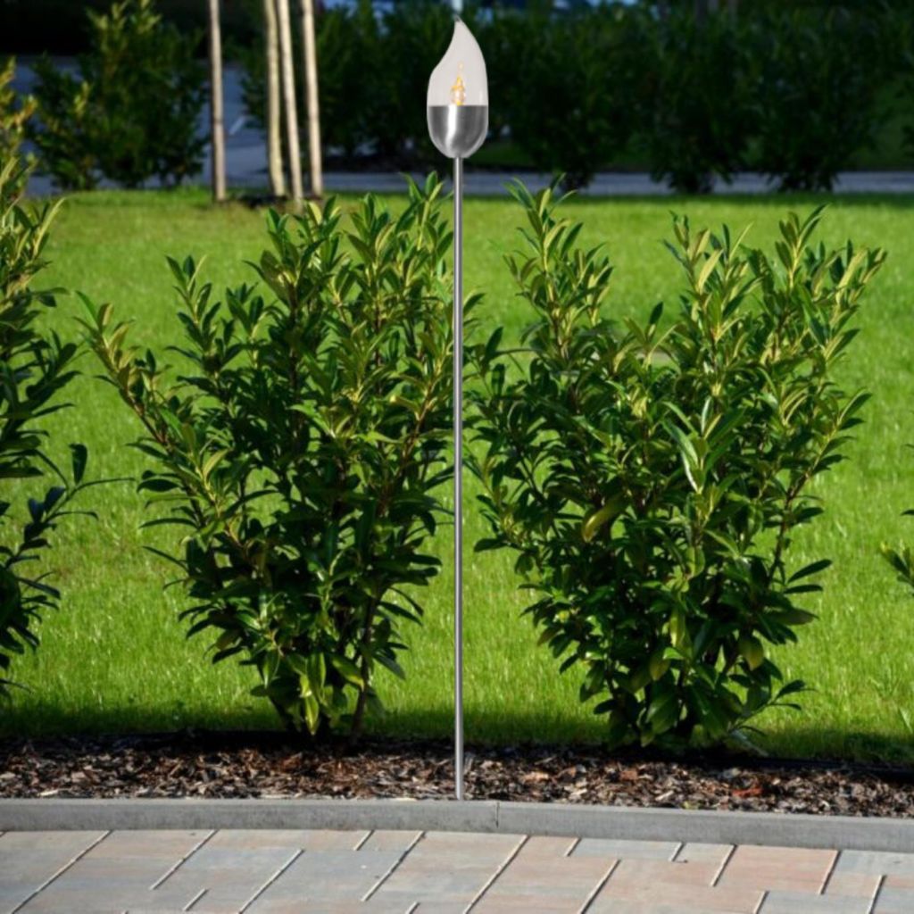 technik@all 1er-LED-Solar-Gartenfackel 'Chiemsee', geschlossen, Edelstahl, ca.115 cm x 8 cm 1 Amber LED, mit Solarpanel, incl. Akku