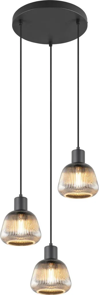 Grande suspension 3 feux TARIFA Trio pour éclairer une pièce sombre noire