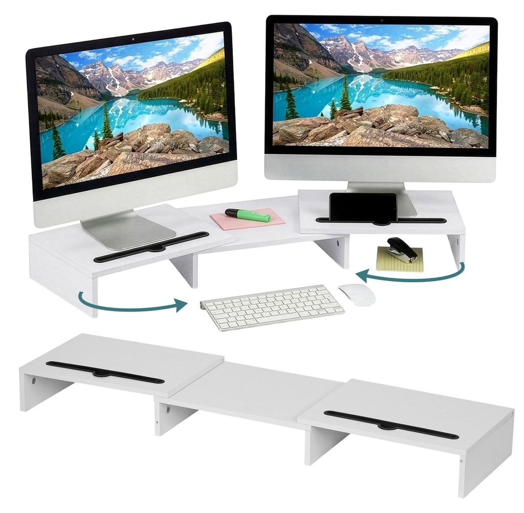 Relaxdays Monitorständer, 2 Monitore, ausziehbare Segmente, Produktbild 