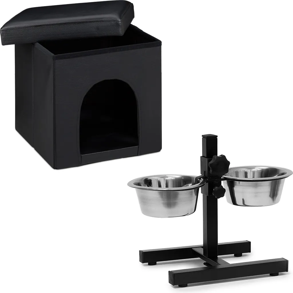 Double gamelle pour chien avec support ajustable Relaxdays en métal