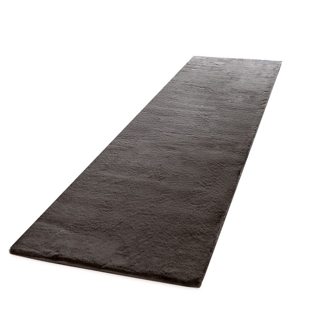 TT Home Hochflor Teppich Schlafzimmer Shaggy Kunstfell Flauschig Kaninchenfell Imitat Größe 80x300 cm