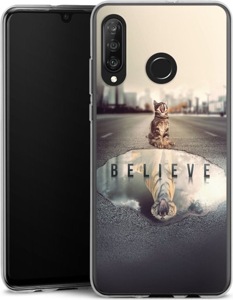 DeinDesign Handyhülle für Huawei P30 Lite New Edition Silikon Hülle Case Smartphone Schutzhülle Motivation Tiere Tiger