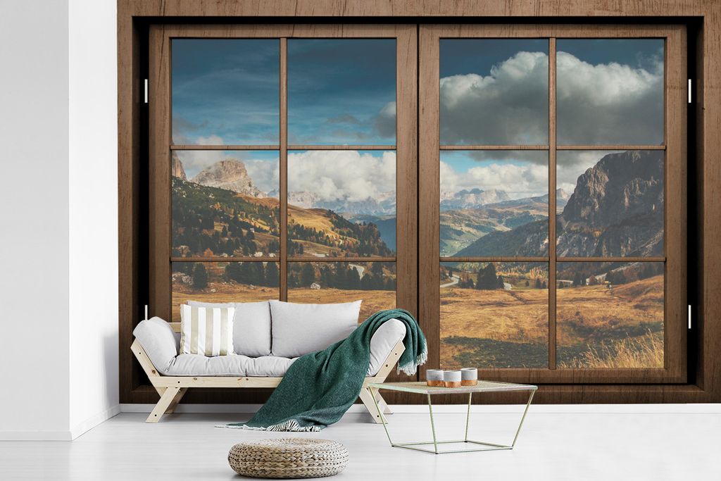 MuchoWow Fototapete für Wohnzimmer oder Schlafzimmer Wandtapete Vinyl Motivtapete Aussicht - Weg - Berg - 525x350 cm - Das Hintergrundbild