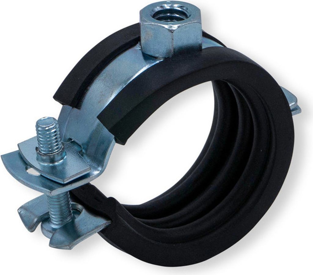 Gelenk Rohrschelle mit Kippschraube + Schallschutz für Rohr, Größe 31 - 36 mm
