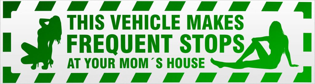 Kiwistar Frequent Stops Your Mom gestreift Magnetschild Schild magnetisch - 45cm Grün - reflektierend - Magnetfolie für Auto PKW Kfz