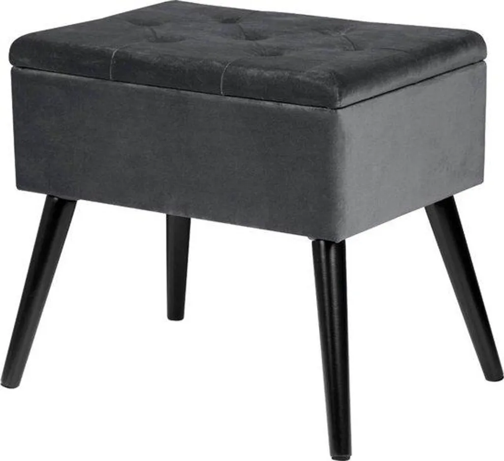 Banquette grise avec coffre de rangement discret et assise douce 50cm