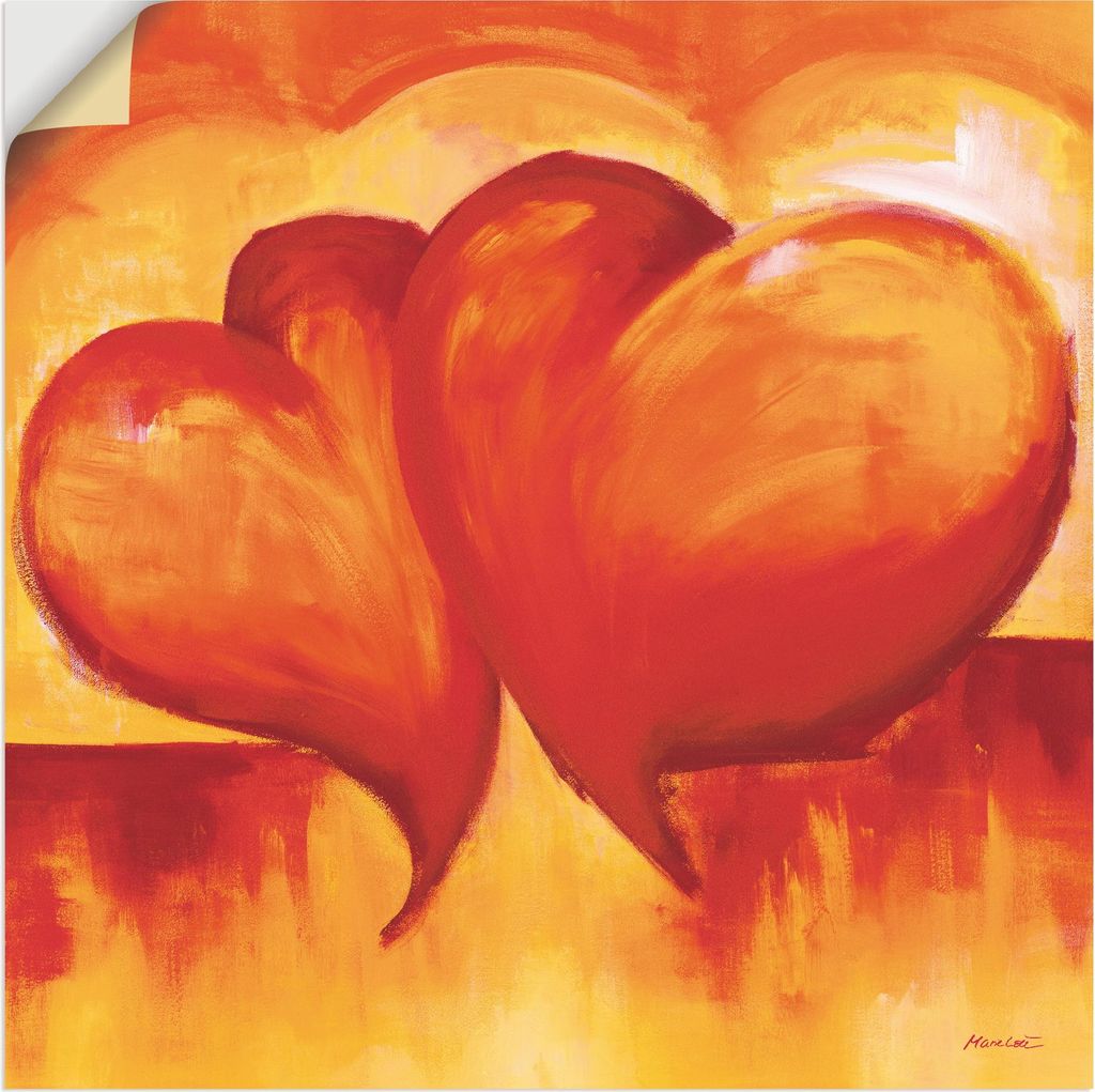 ARTland Wandbild, selbstklebend Abstrakte Herzen - Orange Größe: 70x70 cm