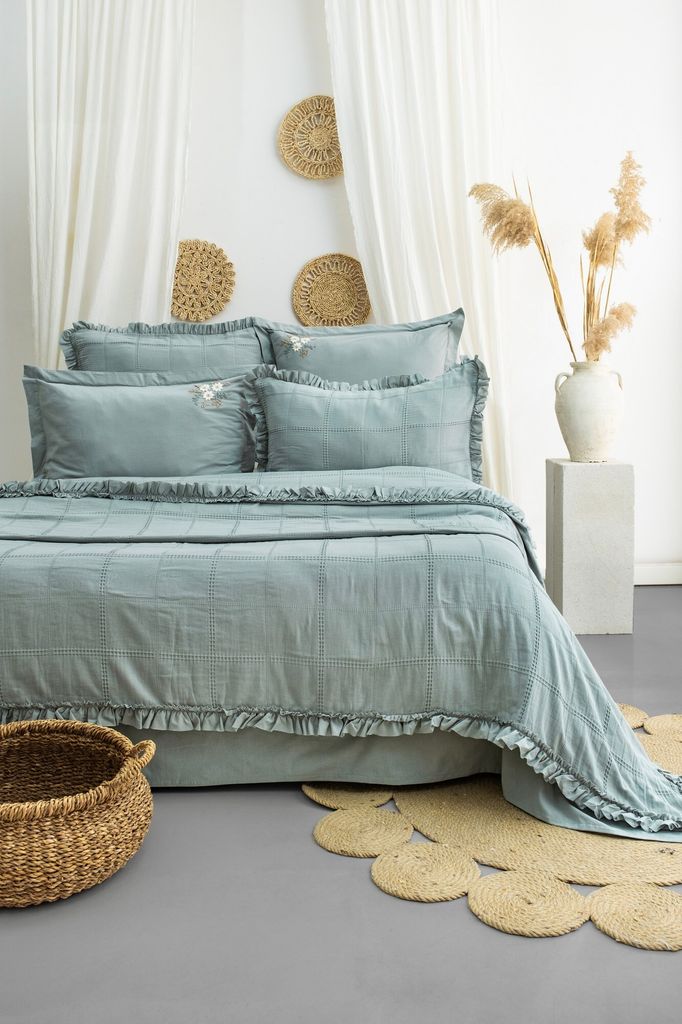 L'Essentiel Linge de Maison, Fiorella - Mint, Bettwäsche-Set, Bettwäsche-Set, 70 % BAUMWOLLE, 30 % POLYESTER, 240 x 260 cm