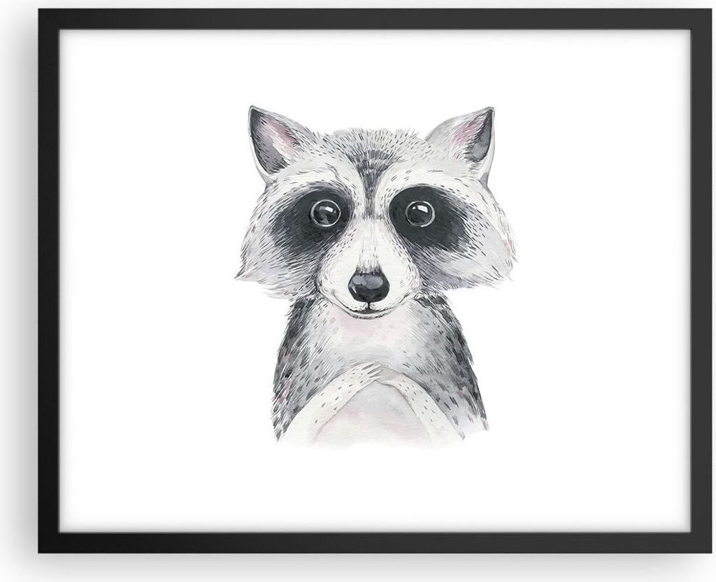 Gerahmtes Poster - Schwarzer Rahmen - Waschbär Bild Kinder Produktbild 