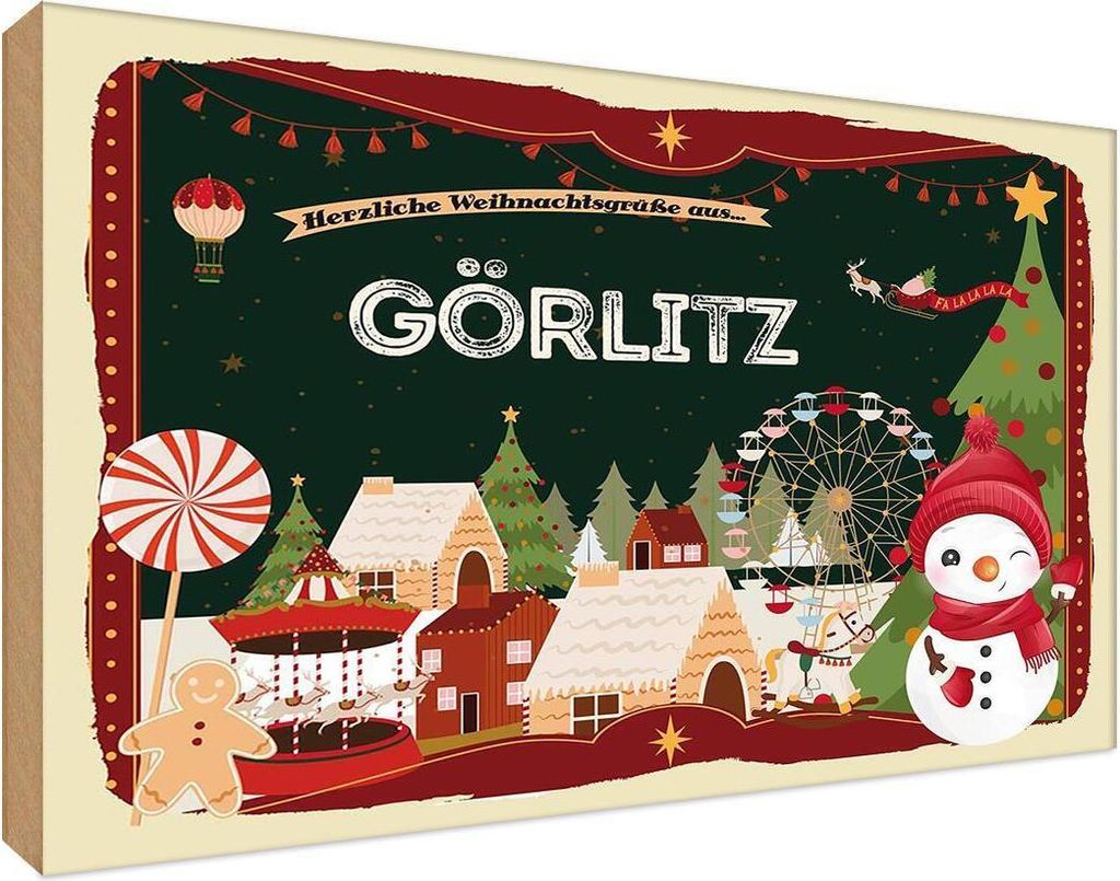 vianmo Holzschild 12x18 cm Weihnachten aus GÖRLITZ