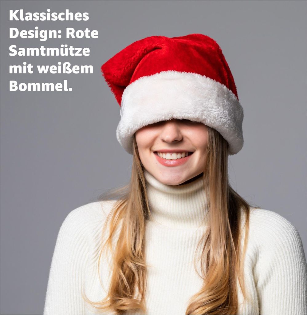 2 Weihnachtsmützen Aus Plüsch – Rot/weiß, Für Erwachsene, Perfekt Für Weihnachtspartys
