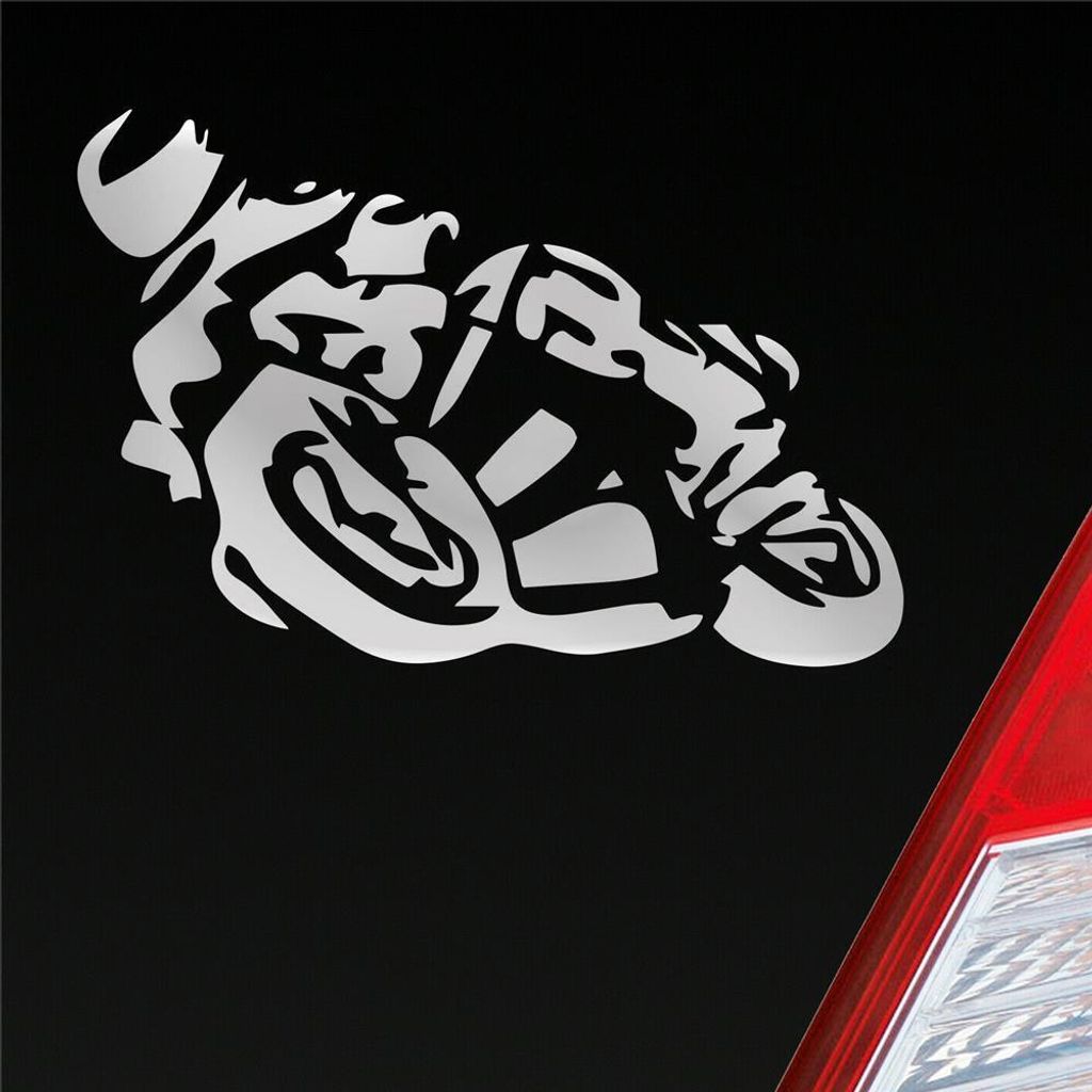 Auto Aufkleber Motorrad Mopped Biker Moped 10x7 cm Silber Sticker Heckscheibenaufkleber