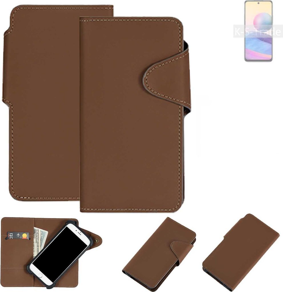 K-S-Trade Schutzhülle Klapphülle Kunstleder für Xiaomi Redmi Note 10 JE braun Handy Hülle Wallet Case