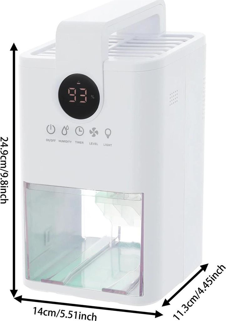 Luftentfeuchter - Mini Luftentfeuchter - 1 l Wassertank - 200 ml/Tag - Timer 6/12/24 h - LED-Display - Automatische Abschaltung - Farbiges Nachtlic...