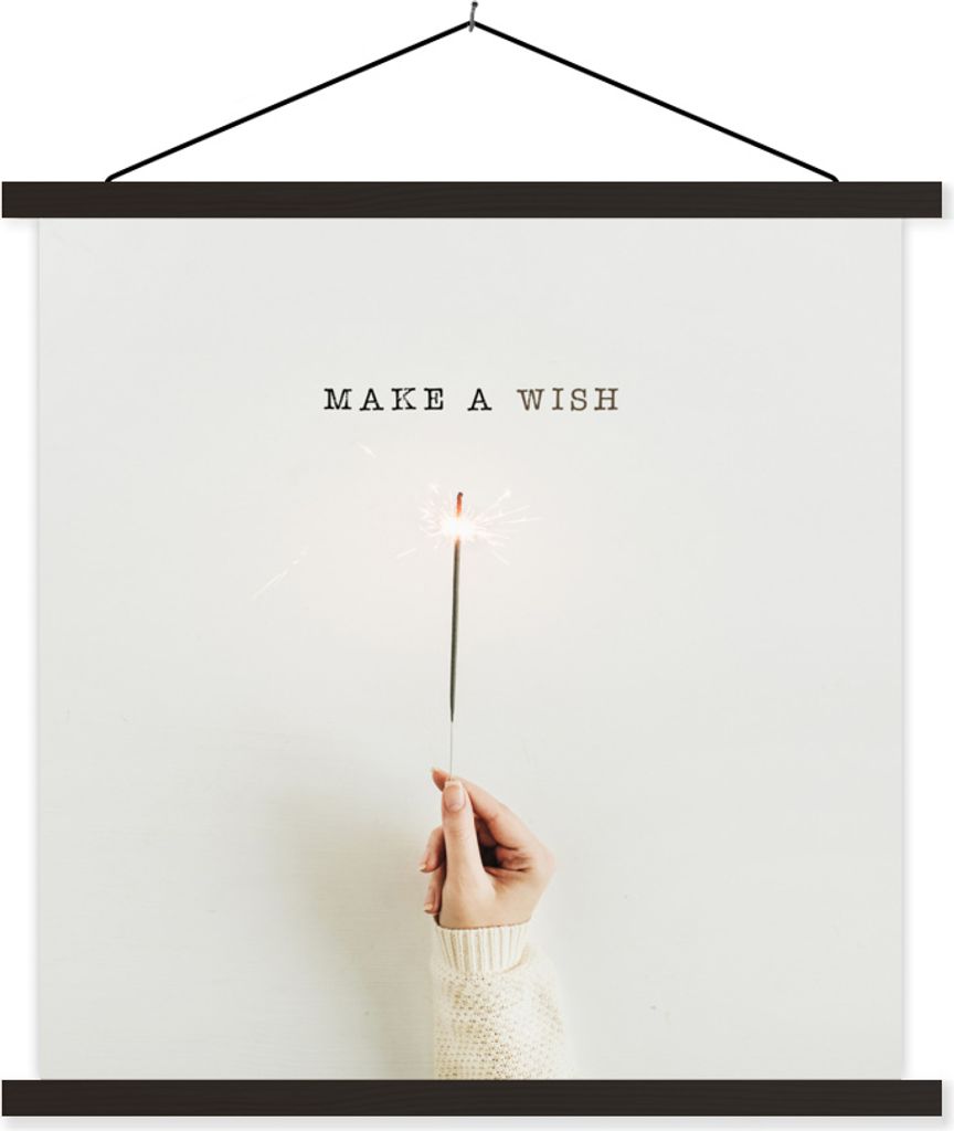 MuchoWow Textilposter Winter - Zitat - Feuerwerk Sterne 40x40 cm mit schwarzem Rahmen - Fotos
