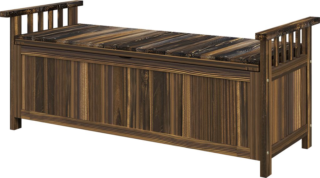 Outsunny 2-Sitzer Gartenbank Holz, wetterfest Sitzbank, Gartenmöbel mit Stauraum