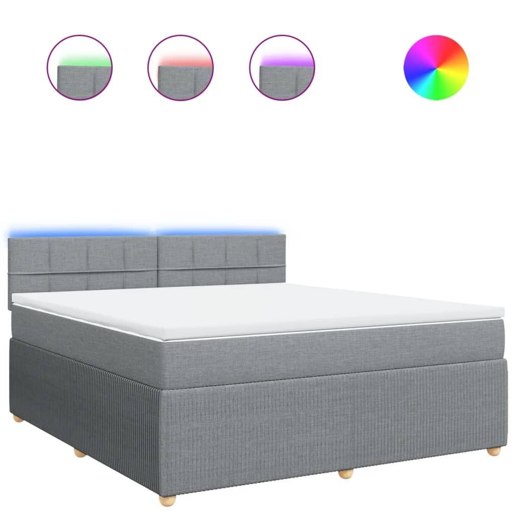 (Robust Möbel)Boxspringbett Modernes/Doppelbett - Polsterbett Erwachsene/r /Kind - mit Matratze Hellgrau 180x200cm Stoff - Klassische Betten D...