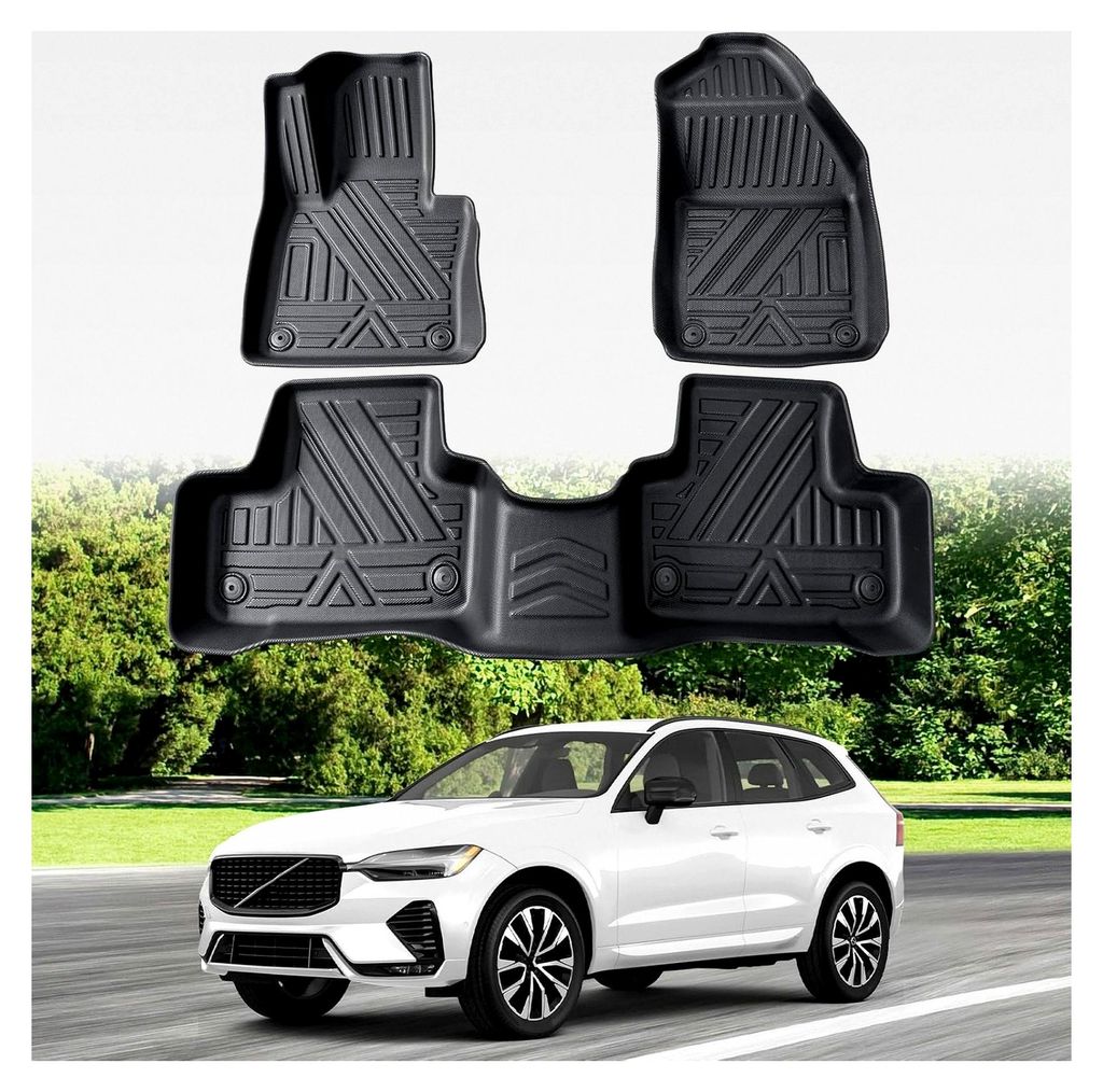 Fußmatten für Volvo XC60 2018-2026 (Kraftstoffversion), Original 3D-Scan TPE Gummimatten Set, Allwetter rutschfeste Fußmatte mit hohem Rand, Bef...