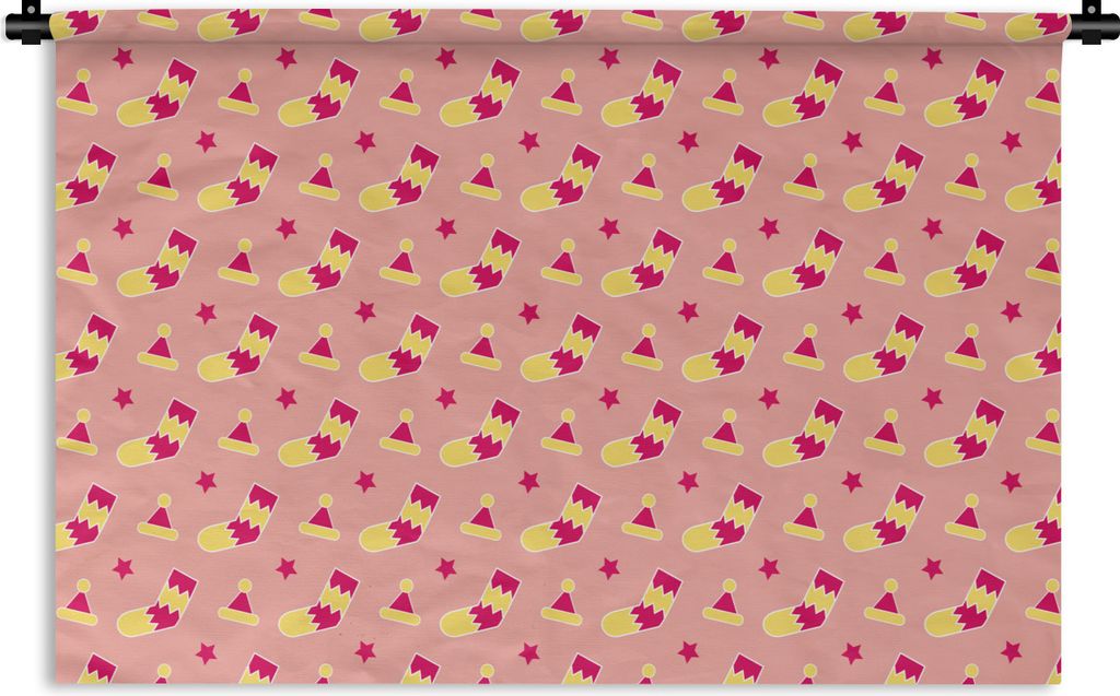 MuchoWow Wandteppich Wandbehang Socken - Schnittmuster - Weihnachten 120x80 cm Tapisserie Dekoration Wandtuch - Wanddekorationen - Wandtücher