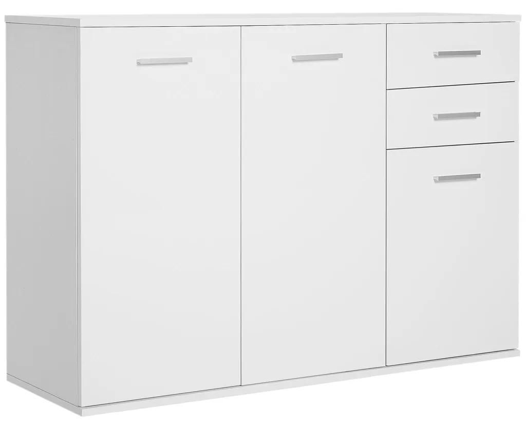 Buffet blanc design scandinave 2 tiroirs étagère réglable placards