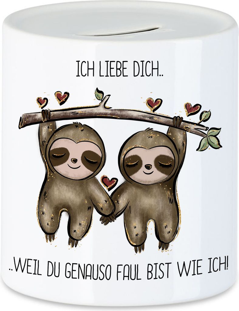 Faultier Genauso Faul Wie Ich Spardose Valentinstag Freundin Freund Süß Geschenkidee Paar Liebe Couple Jahrestag