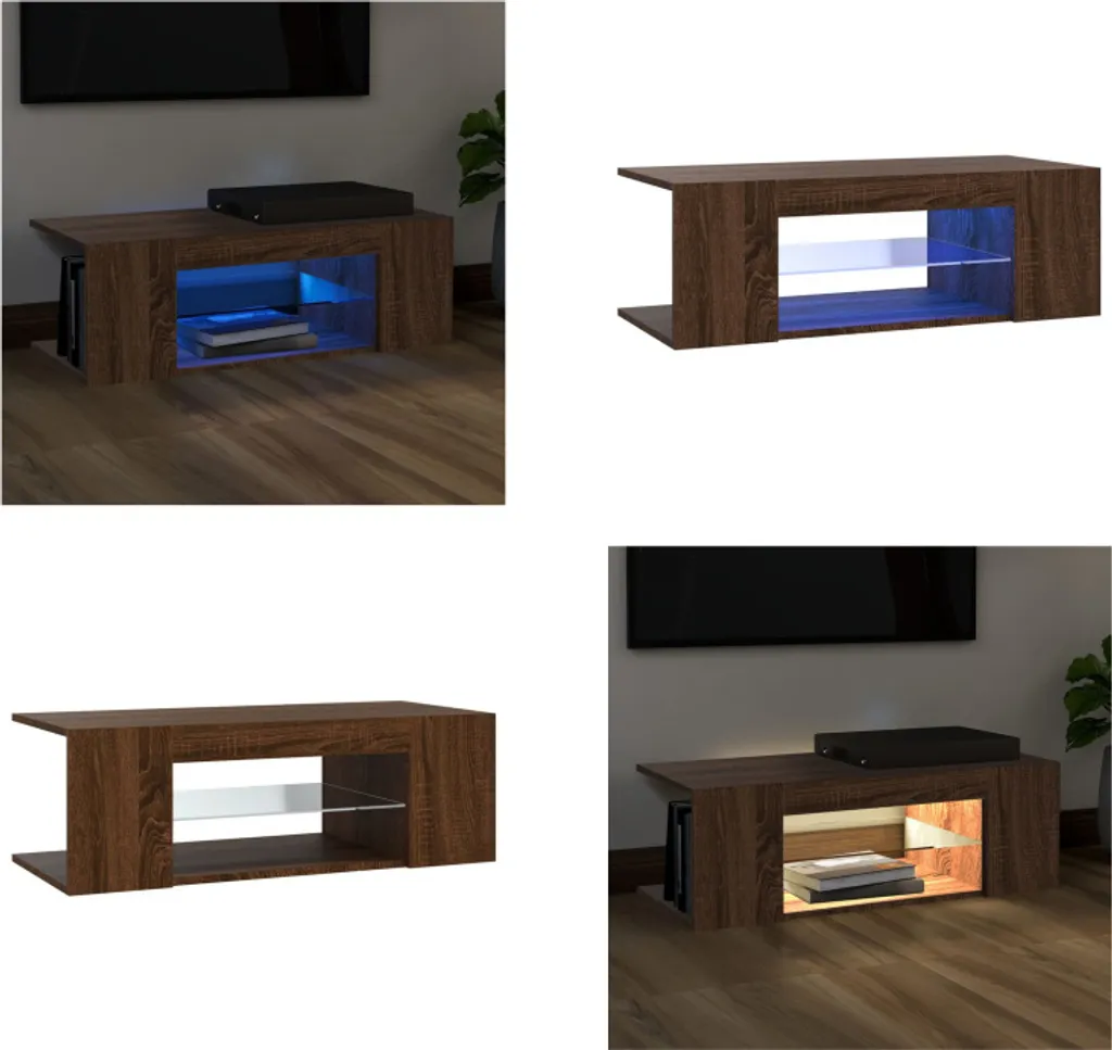 Mobile Porta TV con Luci LED Rovere Marrone 90cm | Arredo vidaXL