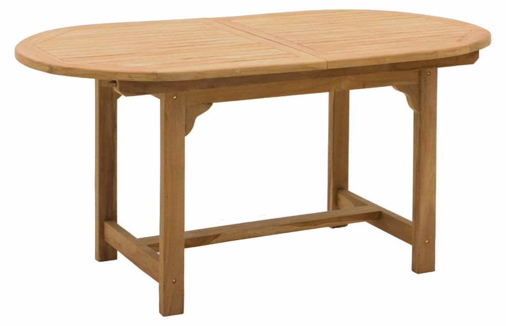 Gartentisch Ela Teak Ausziehtisch Balkontisch oval Gartenmöbel 160/220x110x75cm