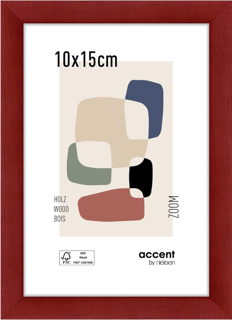 accent by nielsen Holz Bilderrahmen Zoom, 10x15 cm, Rot