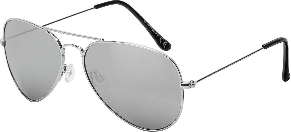 Sonnen Brille Designer Piloten Herren Sonnenbrille mit Kunstoffrahmen 30573 Silber Verspiegelt