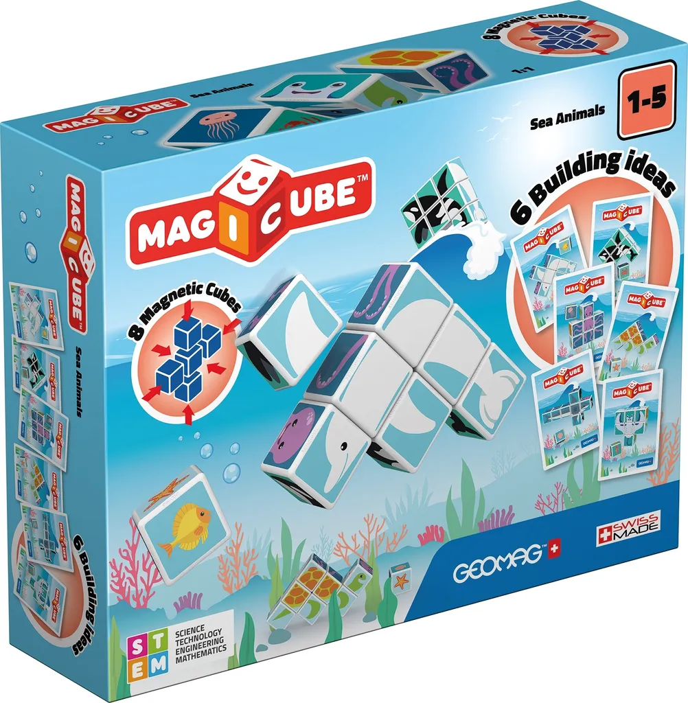 Magicube Animaux Marins Geomag : Blocs Aimantés Robustes et Colorés