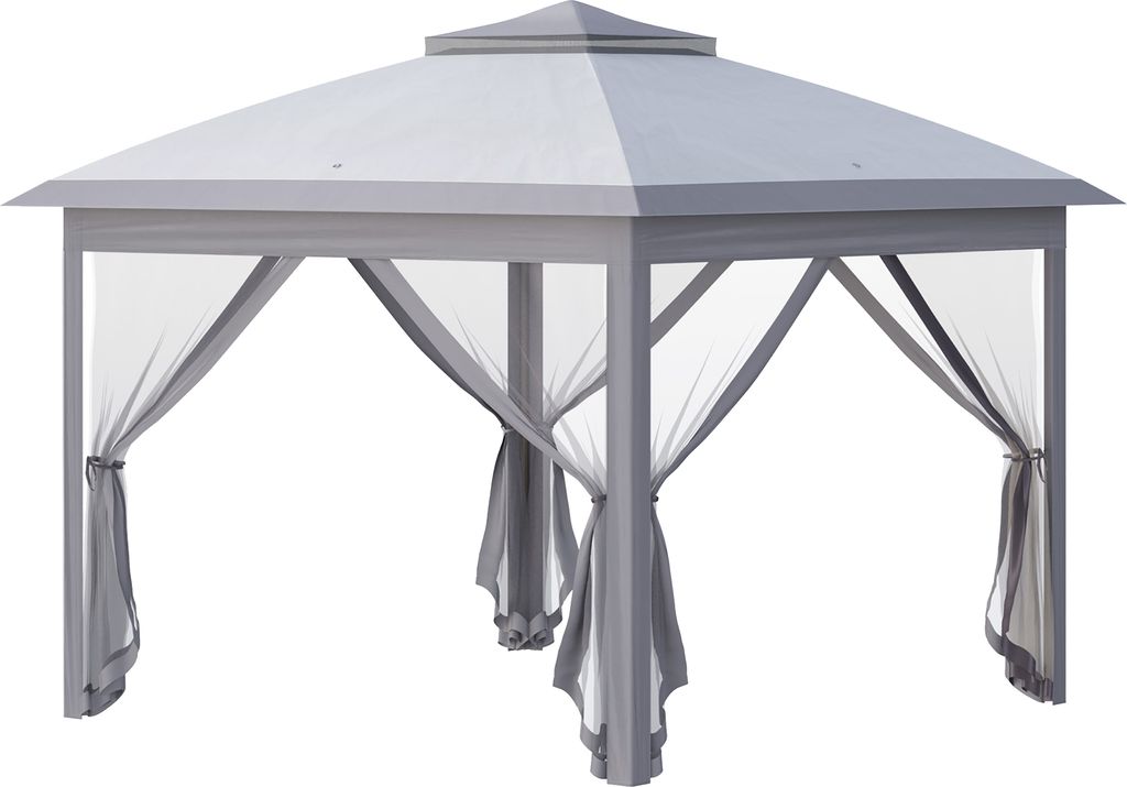 Outsunny Pavillon 3,3x3,3m, wasserabweisend Winterfest Pop-up Faltpavillon mit Doppeldach, UV Schutz, Faltbar Partyzelt Gartenzelt mit Seitenteilen...