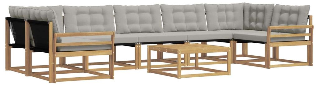 vidaXL Outdoor-Sofagarnitur 8 pcs Weiß und Hellgrau 79 x 79 x 37 cm