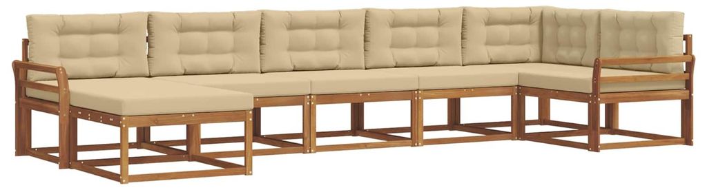 (Robust Möbel)Outdoor-Sofa garnitur moderne - Balkonmöbel/Gartenlounge-Set - robust und langlebig - mit Kissen 7 pcs Natur und Beige - Gartensofa...