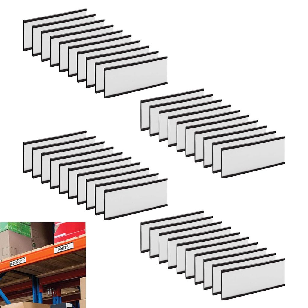 40 Stück Magnetische Etikettenhalter, Beschreibbare Magnet-Etiketten für Schule Büro Whiteboards Kühlschränke Magnettafeln,40MM x 100MM