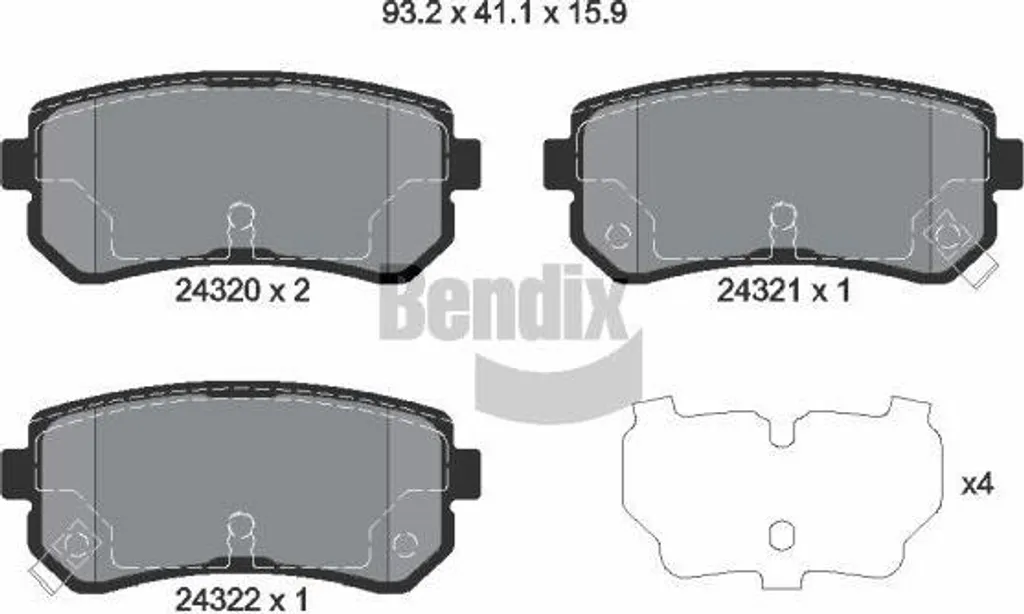 Plaquettes de frein BENDIX haute performance - Compatibilité Accent Rio Sportage